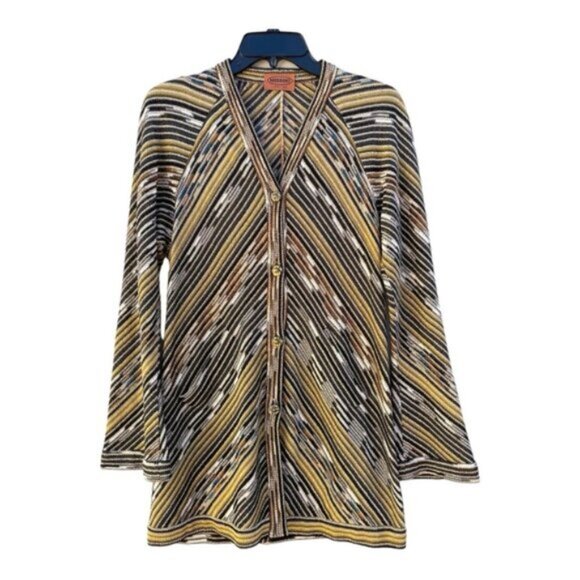 Missoni Women's Striped Zig-Zag Pattern Knitwear Pant & Cardigan Suit Size Med - Picture 3 of 15